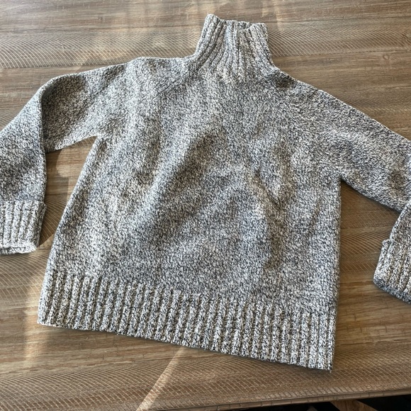 Merino Wool chunky turtleneck sweater by express Large L black white gray grey - Picture 2 of 4